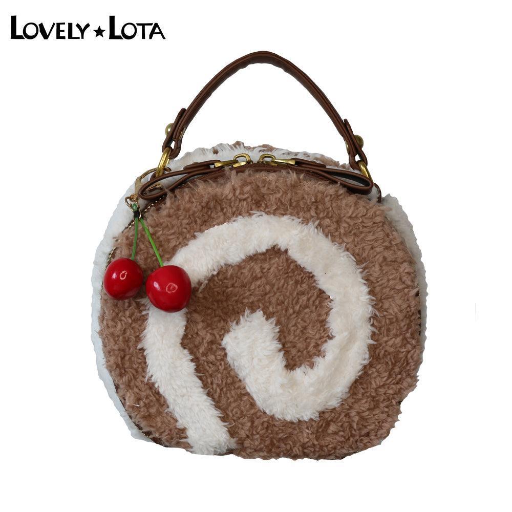 LovelyLota Small egg roll Round Plush Crossbody Shoulder Tote lolita bag - Lovely Lota Shop