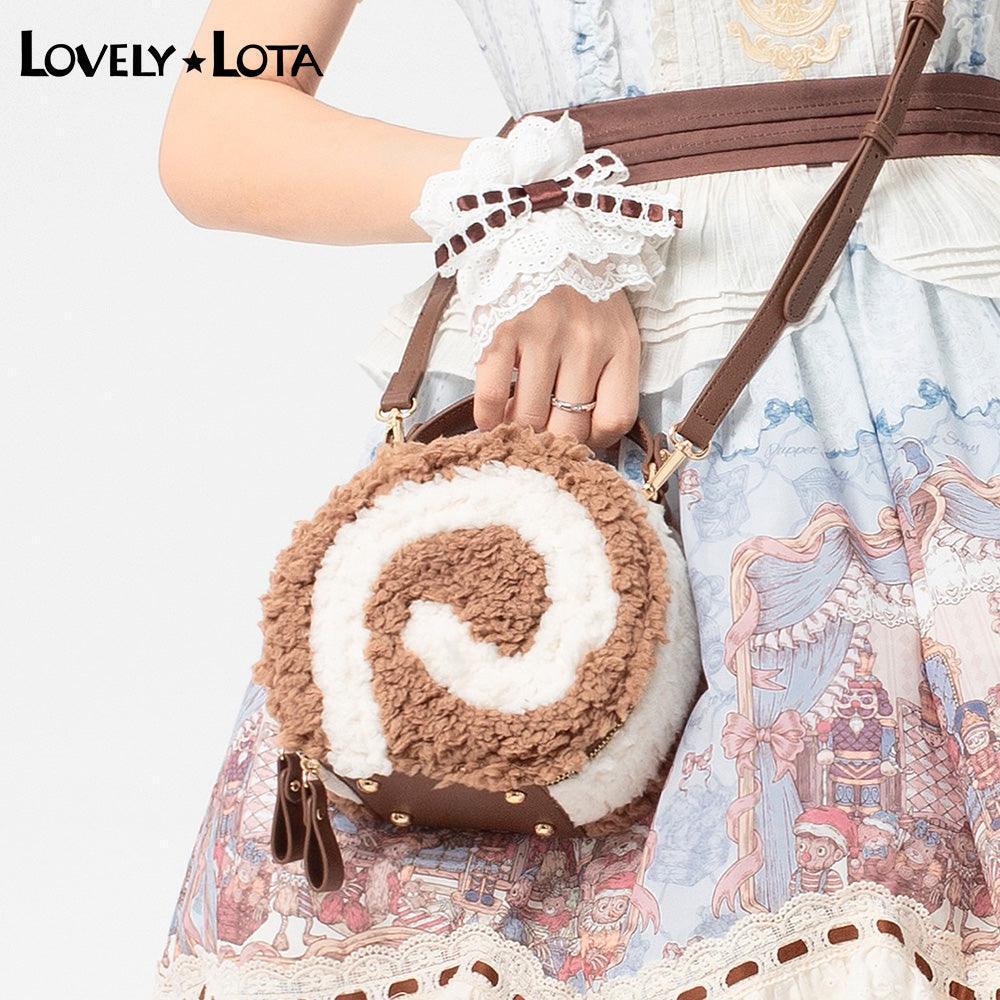 LovelyLota Small egg roll Round Plush Crossbody Shoulder Tote lolita bag - Lovely Lota Shop