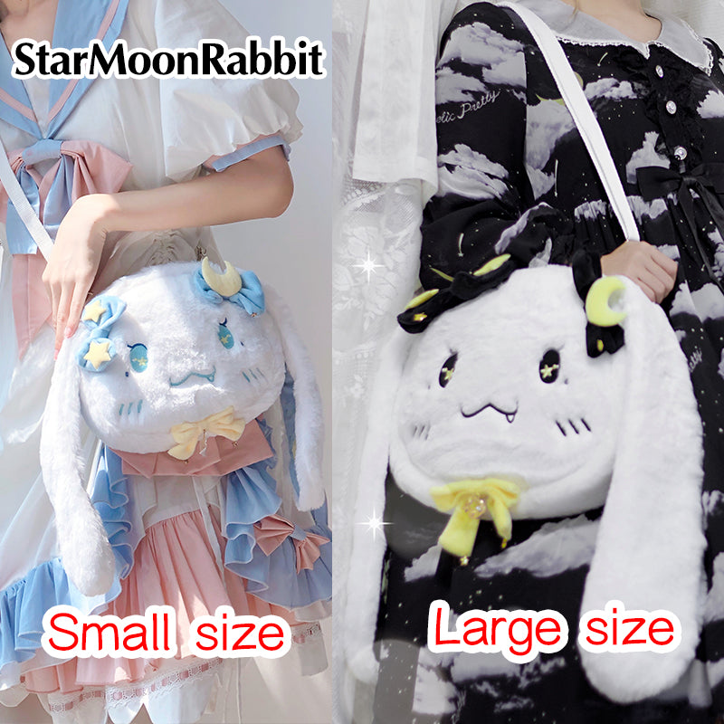Cute Star-Moon Rabbit IP Plush Backpack - Kawaii Lolita Crossbody Bag for Girls