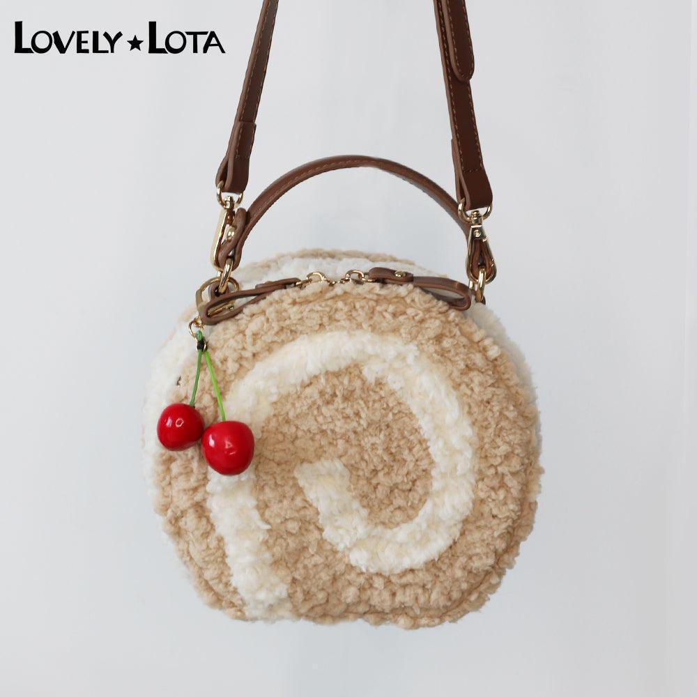 LovelyLota Small egg roll Round Plush Crossbody Shoulder Tote lolita bag - Lovely Lota Shop