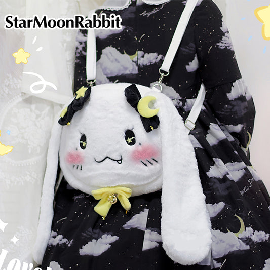 Cute Star-Moon Rabbit IP Plush Backpack - Kawaii Lolita Crossbody Bag for Girls