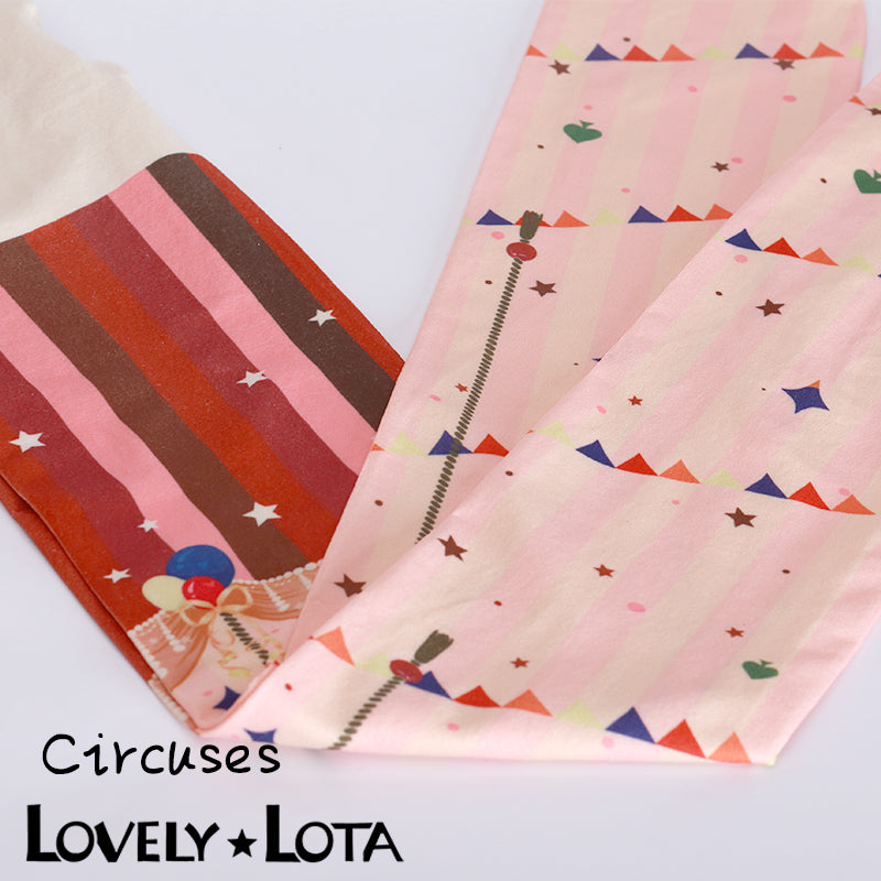 【In Stock】 LovelyLota Original Circus 120D Velvet Printed Tights, Lolita Stockings for Women