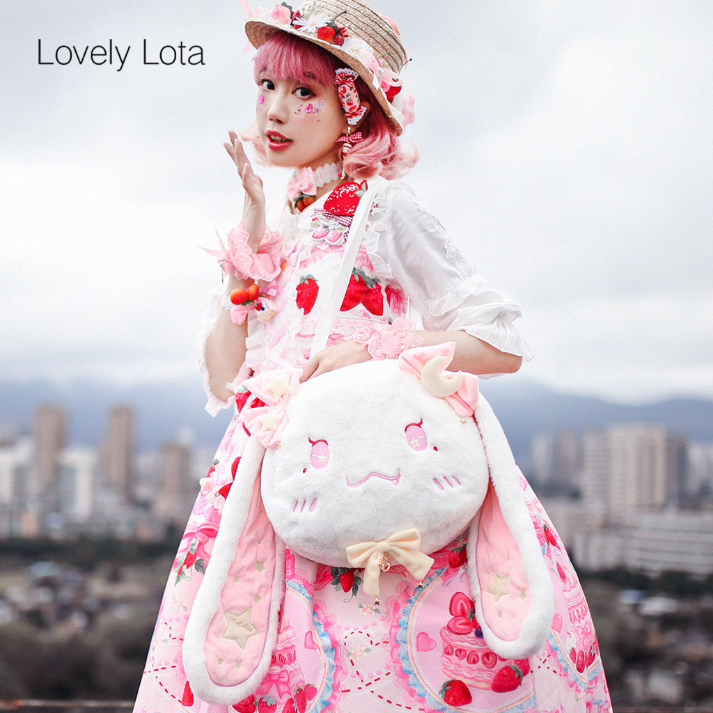 Cute Star-Moon Rabbit IP Plush Backpack - Kawaii Lolita Crossbody Bag for Girls