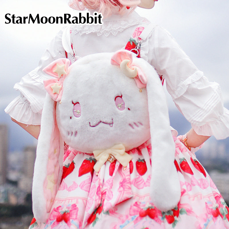 Cute Star-Moon Rabbit IP Plush Backpack - Kawaii Lolita Crossbody Bag for Girls