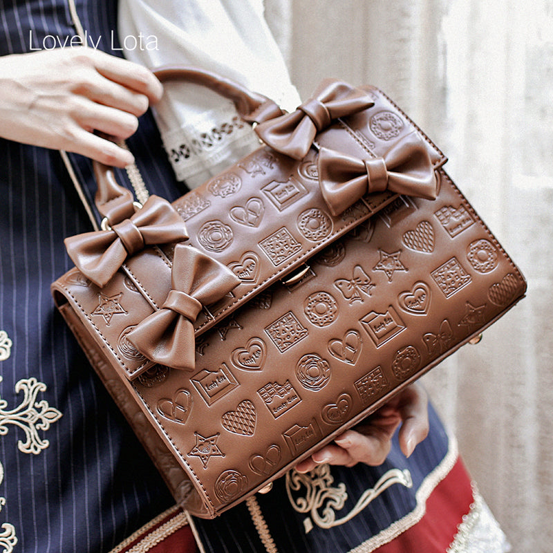 LovelyLota Original Bag | "Cute Sweetheart" Embossed Bag | Chocolate Design Handbag & Crossbody Bucket Bag