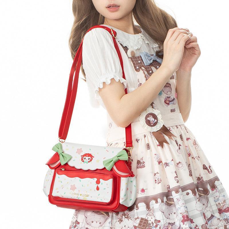 LovelyLota strawberry lamb Red cute crossbody bag Lolita bag - Lovely Lota Shop