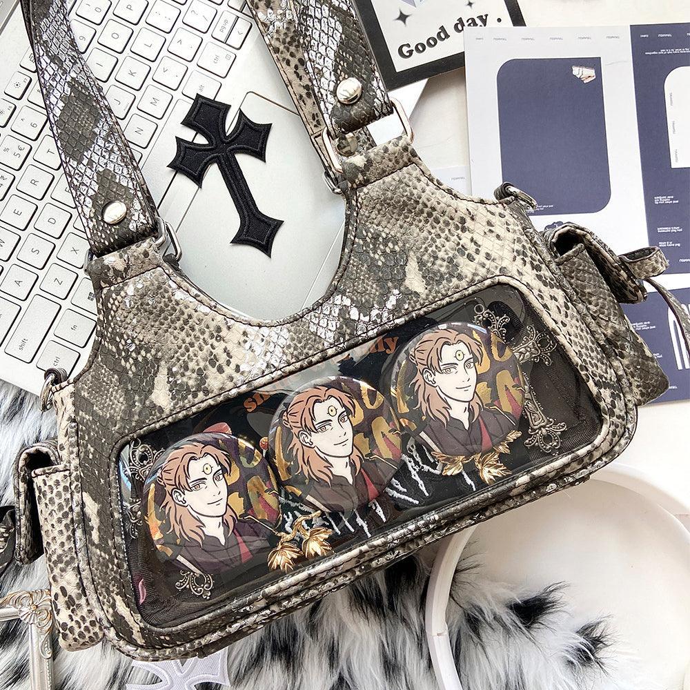 LovelyLota 羽鳞姬 Snake skin pattern itabag shoulder crossbody bag - Lovely Lota Shop
