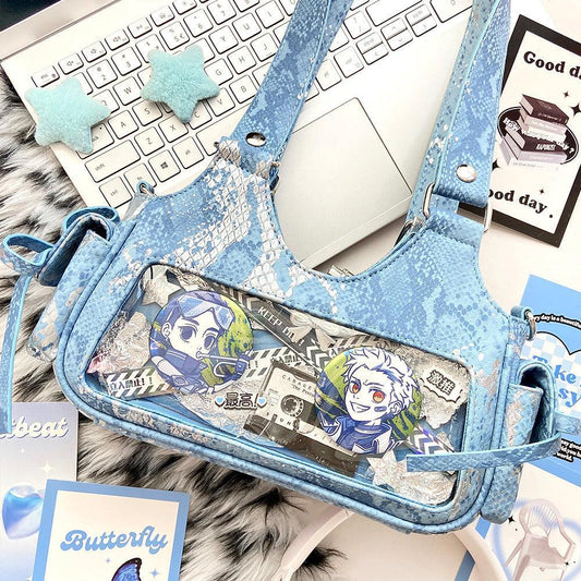 LovelyLota 羽鳞姬 Snake skin pattern itabag shoulder crossbody bag - Lovely Lota Shop