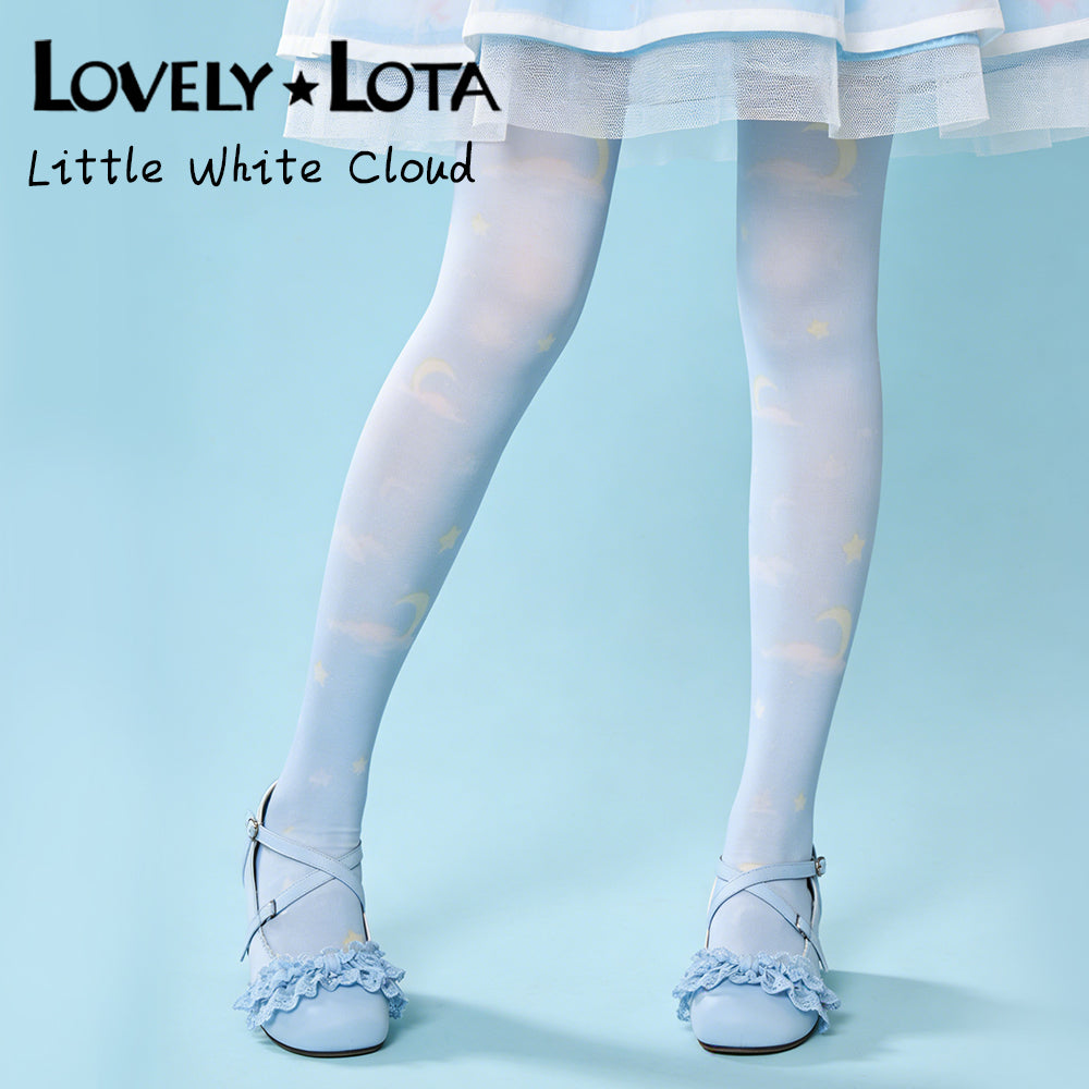 In Stock|LovelyLota Original Star, Moon & Cloud 120D Printed Lolita Pantyhose for Girls