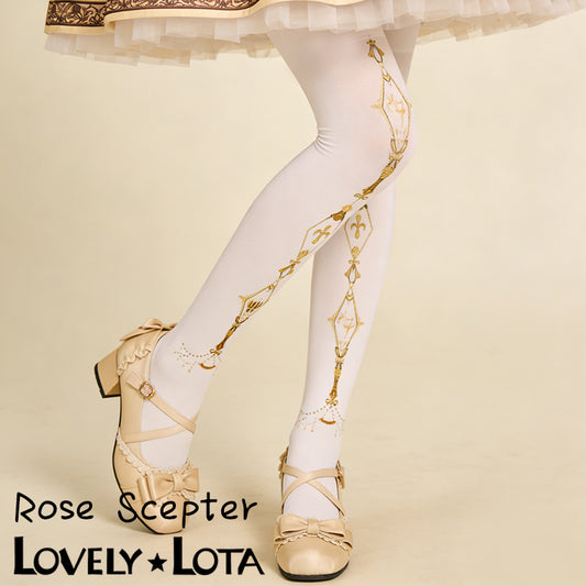 [In Stock]LovelyLota Original Crown & Rose Print Velvet 120D Fashion Versatile Lolita Pantyhose for Women