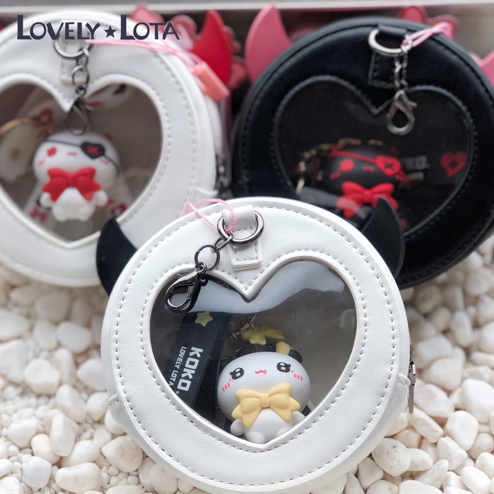 【IN STOCK】LovelyLota Original Devil Bunny Subculture PU Y2K Hot Girl Versatile Round Coin Purse Clutch Ita Bag Hanging Pouch