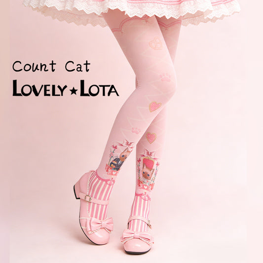 【In Stock】 LovelyLota Original Count Kitty Cute Print 120D Velvet Lolita Pantyhose