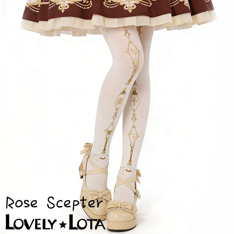 [In Stock]LovelyLota Original Crown & Rose Print Velvet 120D Fashion Versatile Lolita Pantyhose for Women
