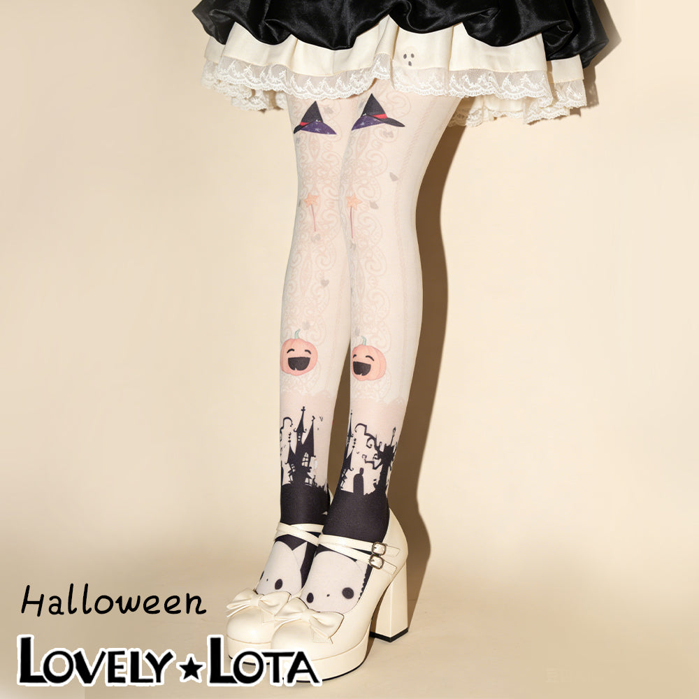 [In Stock]LovelyLota Original Halloween Cute Pumpkin Velvet Sweet Lolita Printed Tights for Women