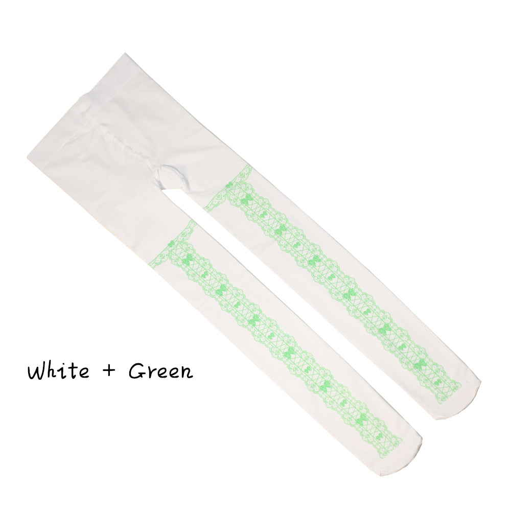 【IN STOCK】LovelyLota Original Design 120D Velvet Pantyhose - Maiden's Aspiration Bow Print Lolita Tights for Girls