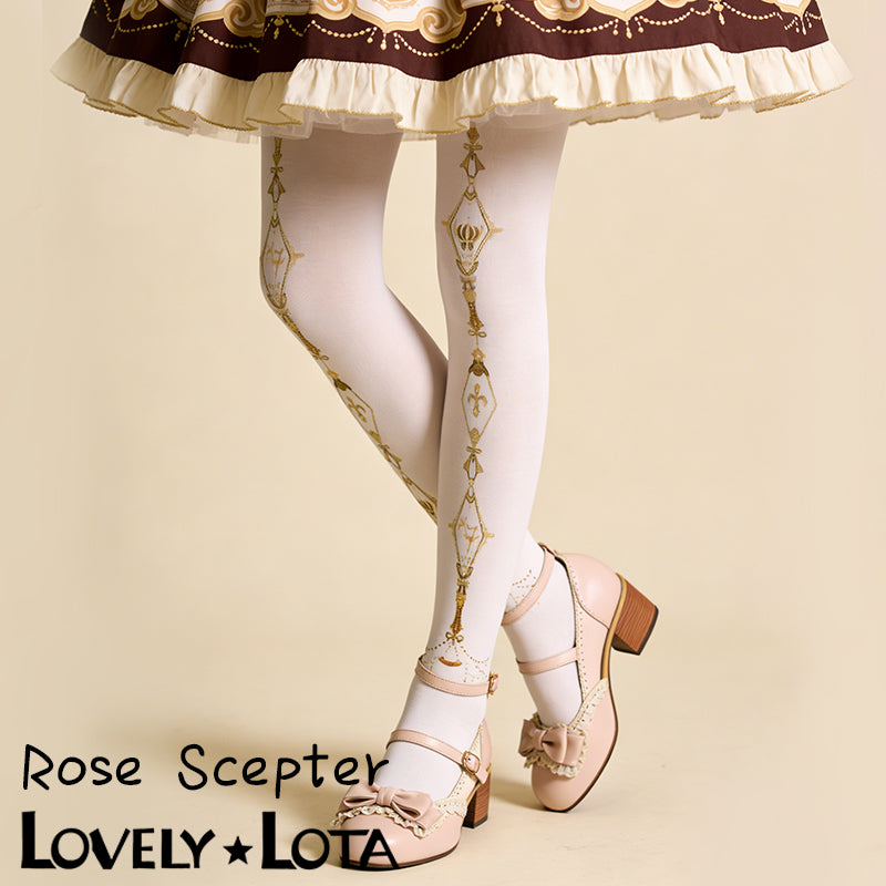 [In Stock]LovelyLota Original Crown & Rose Print Velvet 120D Fashion Versatile Lolita Pantyhose for Women