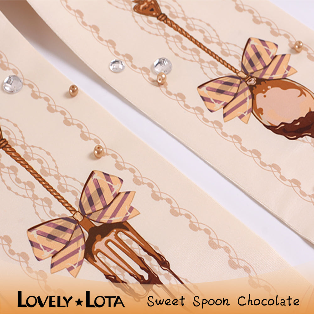 【IN STOCK】LovelyLota Original Sweet Spoon Chocolate Cute Cream Print Velvet Japanese-Style Lolita Pantyhose