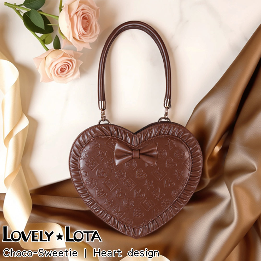 【IN STOCK】LovelyLota Original Choco-Sweetie Bag | Heart-Shaped Embossed Chocolate Design | Lolita Handbag & Crossbody | Perfect Gift for Girlfriend
