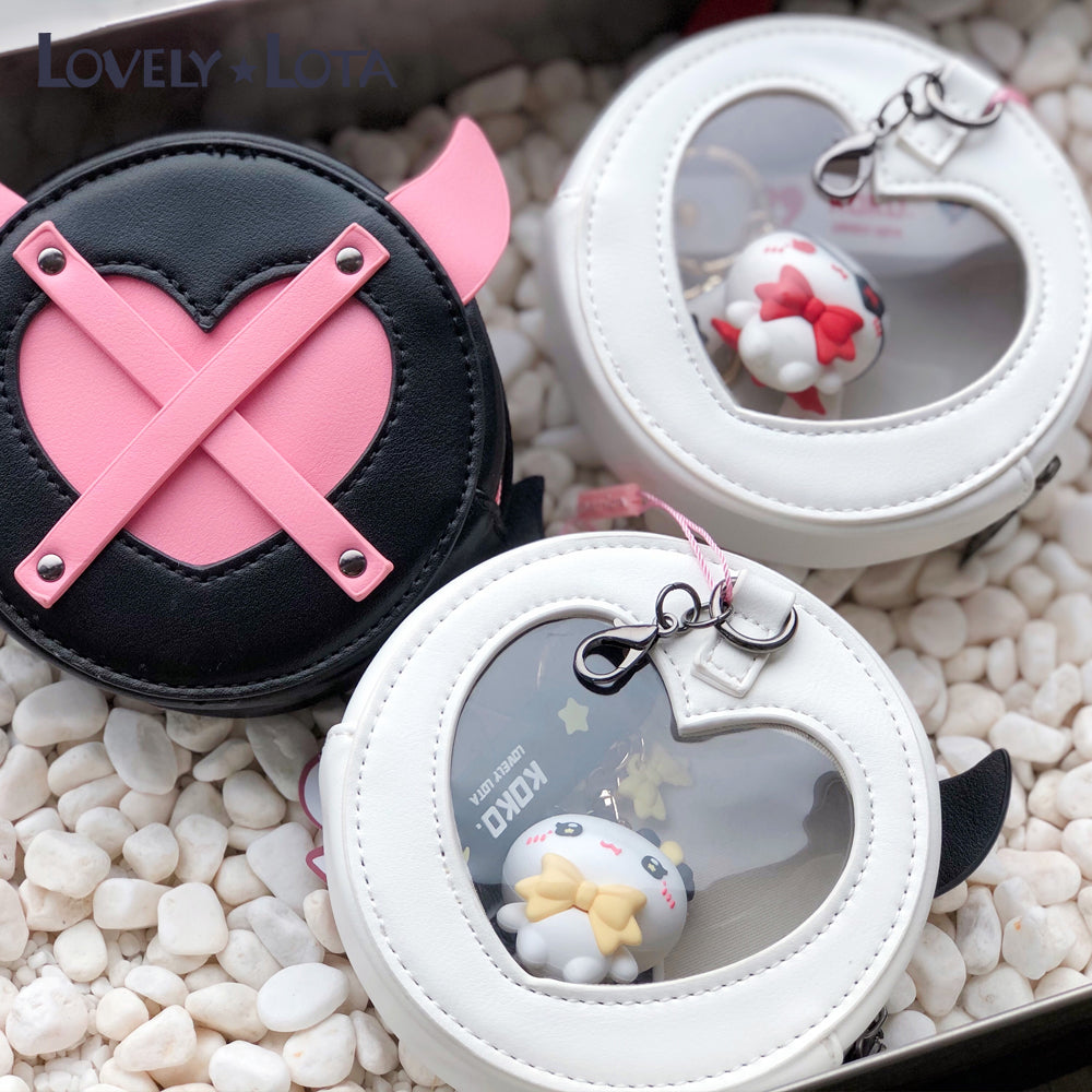 【IN STOCK】LovelyLota Original Devil Bunny Subculture PU Y2K Hot Girl Versatile Round Coin Purse Clutch Ita Bag Hanging Pouch
