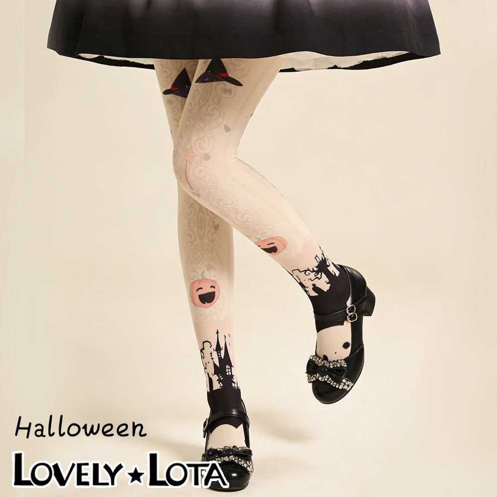 [In Stock]LovelyLota Original Halloween Cute Pumpkin Velvet Sweet Lolita Printed Tights for Women
