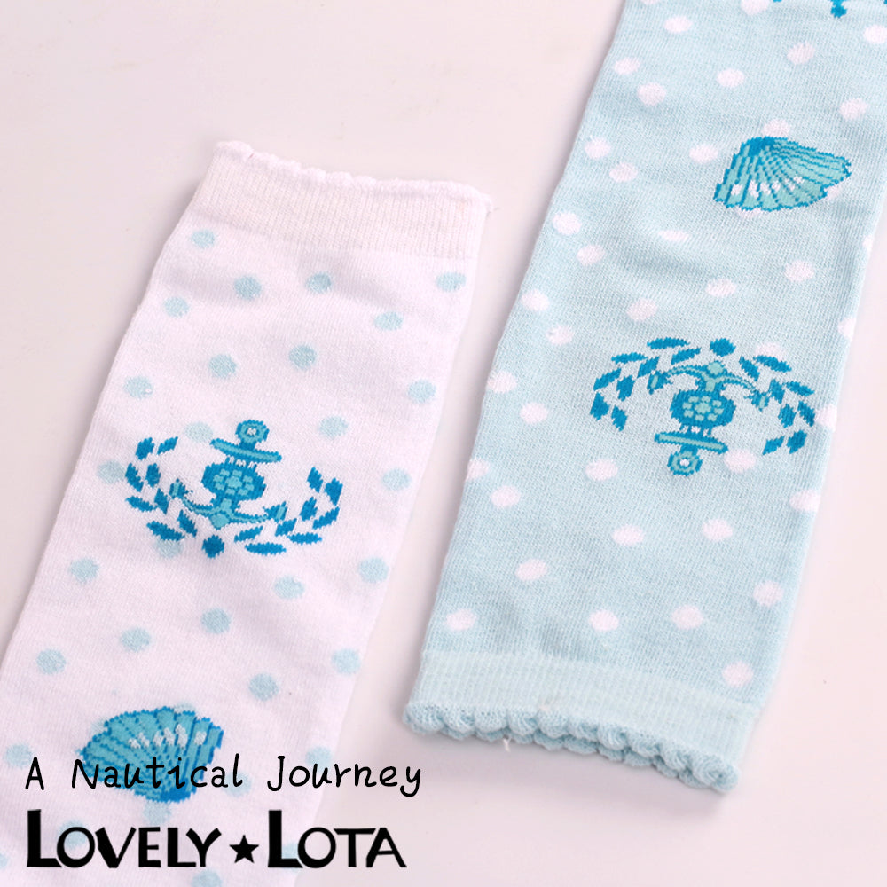 【In Stock 】 LovelyLota Original Voyage Shell Polka Dot Lolita Socks Cotton Over-the-Knee High Socks for Women