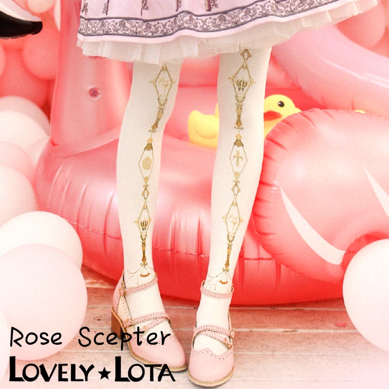 [In Stock]LovelyLota Original Crown & Rose Print Velvet 120D Fashion Versatile Lolita Pantyhose for Women