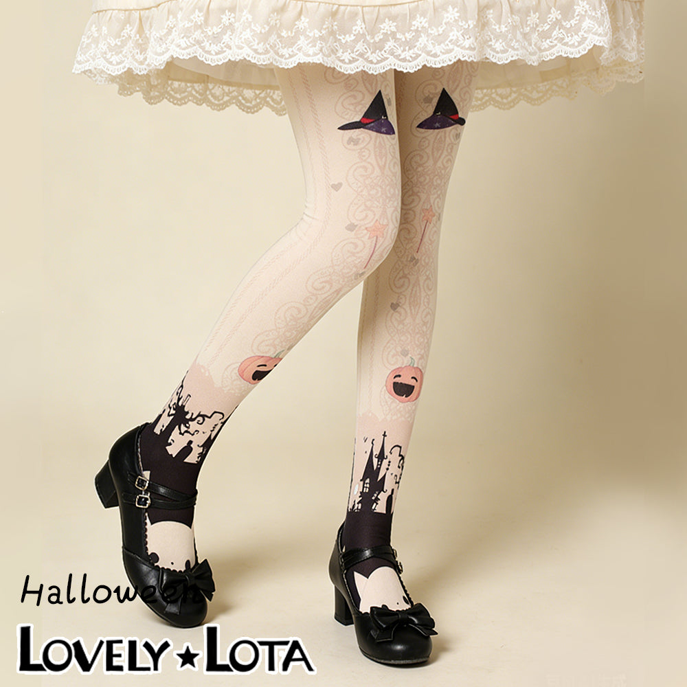 [In Stock]LovelyLota Original Halloween Cute Pumpkin Velvet Sweet Lolita Printed Tights for Women