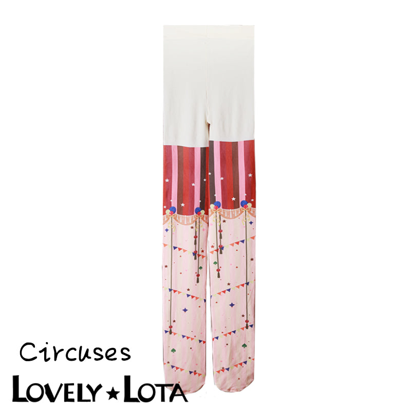 【In Stock】 LovelyLota Original Circus 120D Velvet Printed Tights, Lolita Stockings for Women
