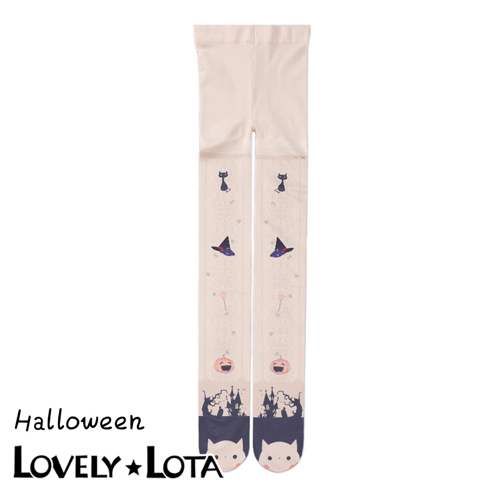 [In Stock]LovelyLota Original Halloween Cute Pumpkin Velvet Sweet Lolita Printed Tights for Women