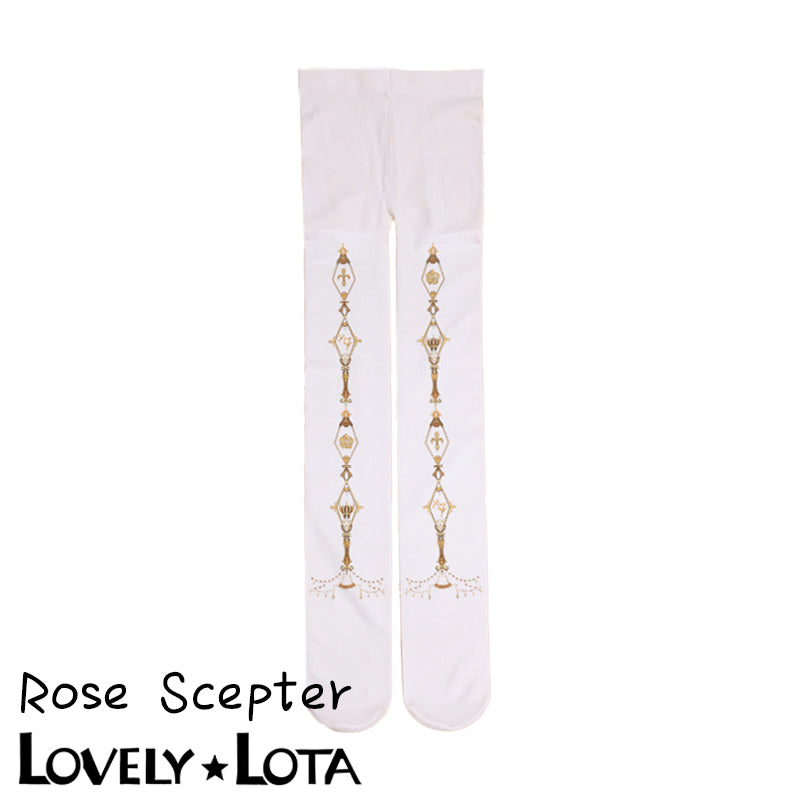 [In Stock]LovelyLota Original Crown & Rose Print Velvet 120D Fashion Versatile Lolita Pantyhose for Women