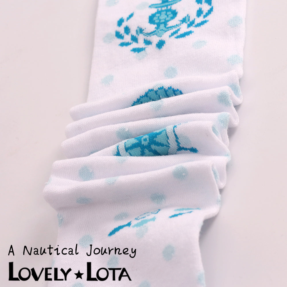 【In Stock 】 LovelyLota Original Voyage Shell Polka Dot Lolita Socks Cotton Over-the-Knee High Socks for Women
