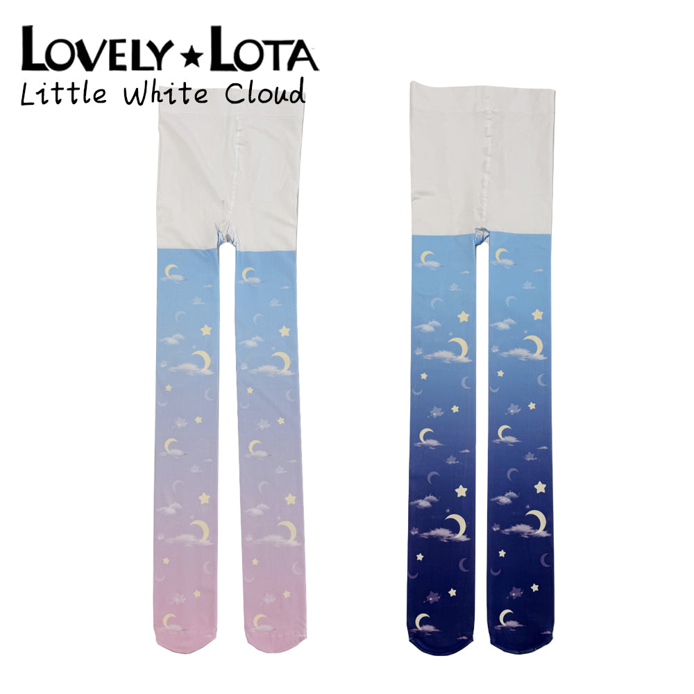 In Stock|LovelyLota Original Star, Moon & Cloud 120D Printed Lolita Pantyhose for Girls