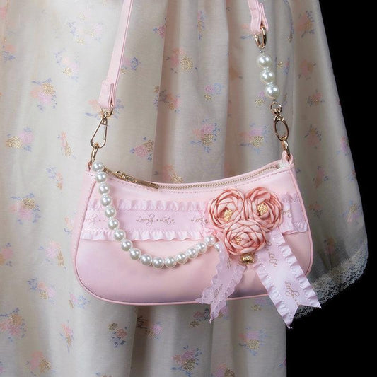 LovelyLota 心梦花礼 Flower armpit bag crossbody bag Lolita bag - Lovely Lota Shop