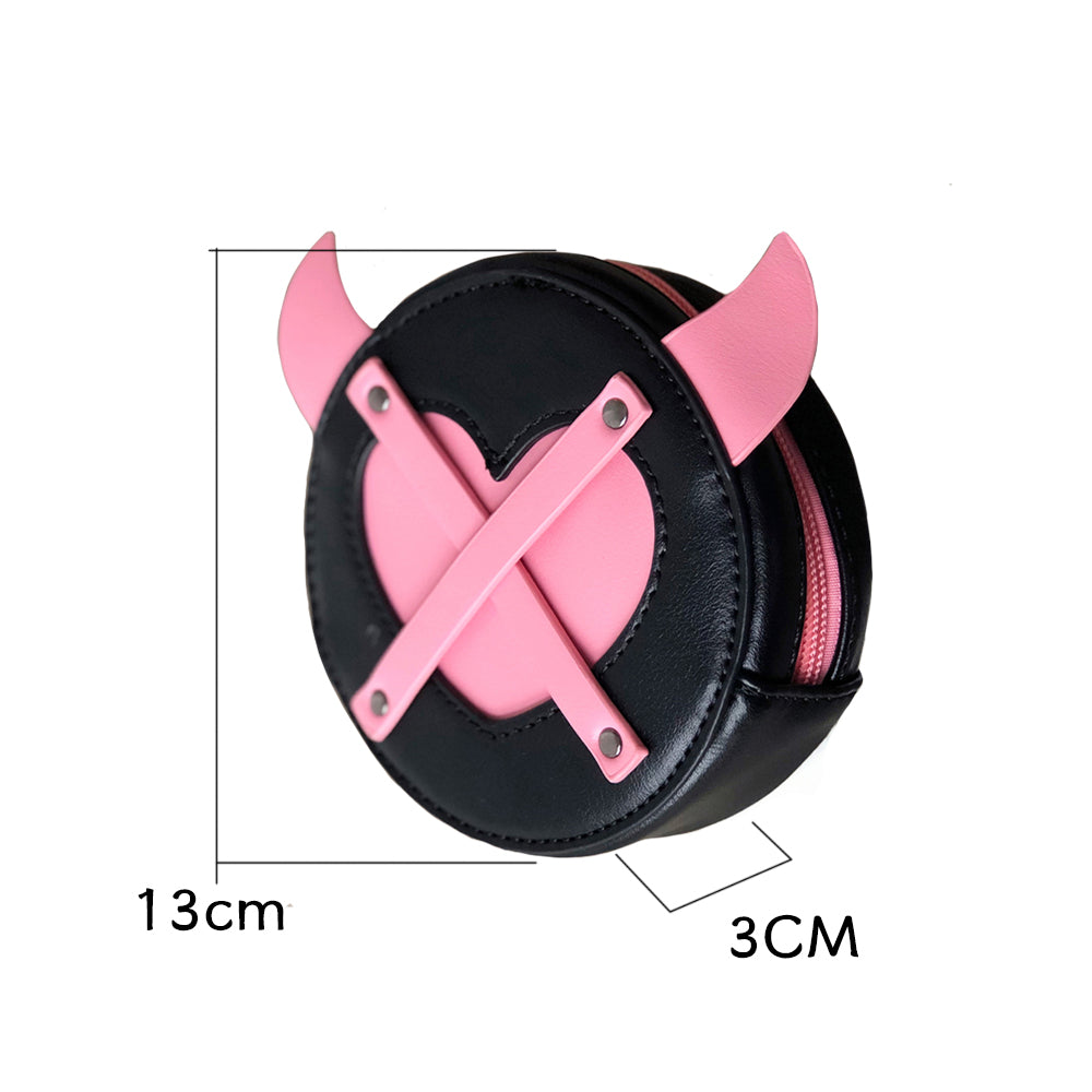 【IN STOCK】LovelyLota Original Devil Bunny Subculture PU Y2K Hot Girl Versatile Round Coin Purse Clutch Ita Bag Hanging Pouch