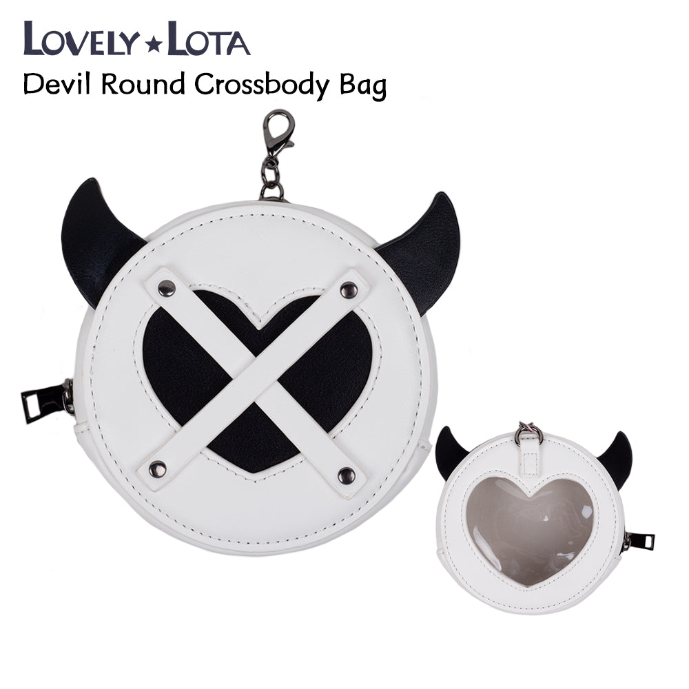 【IN STOCK】LovelyLota Original Devil Bunny Subculture PU Y2K Hot Girl Versatile Round Coin Purse Clutch Ita Bag Hanging Pouch